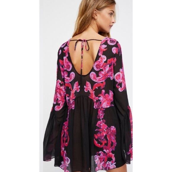 Intimately Free People Womens Floral Symphony Bell Sleeve Slip Tunic Dress XS/TP - Picture 2 of 11